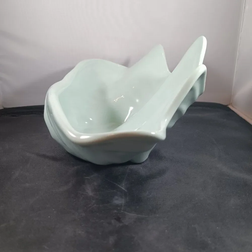 Vintage HALL Pottery Mid Century Light Blue Shell Bowl